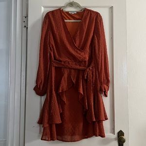 Long Sleeve Burnt Orange Dress
